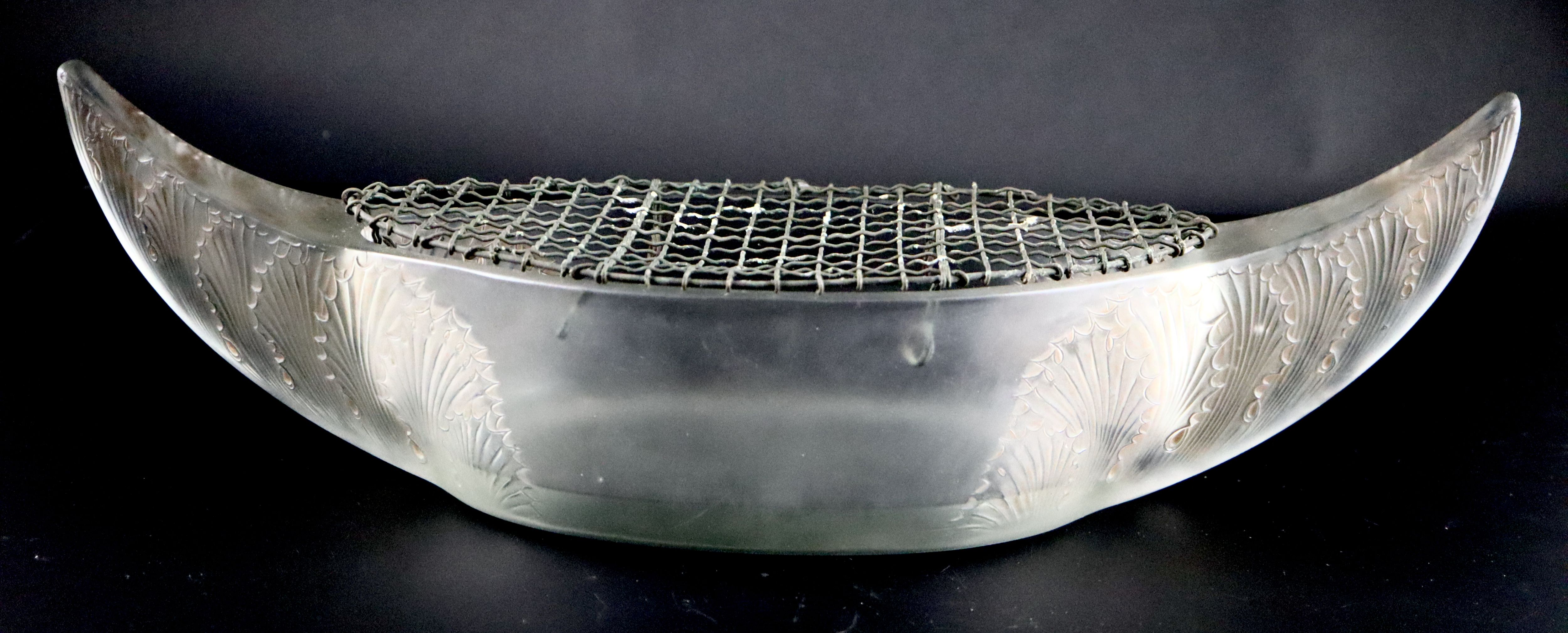 René Lalique. A pre-war frosted glass Acanthes pattern jardiniere, no.3460, designed in 1927, 45cm across
